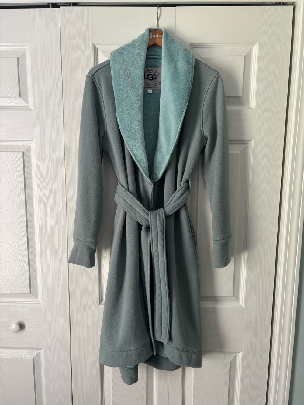 UGG Women's Plush Shawl-Collar Robe in Sage Green